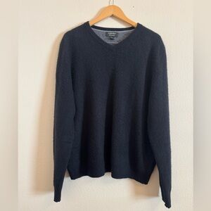 Nordstrom 100% Cashmere V Neck Sweater Knit Mens Size 2XL Black Soft